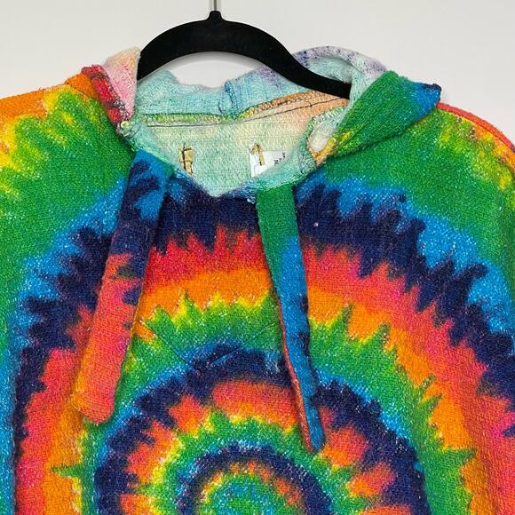 Hippie Sweatshirt Tie Dye Bright Rainbow Swirl Hoodie Long Sleeve Multicolor - Picture 4 of 14